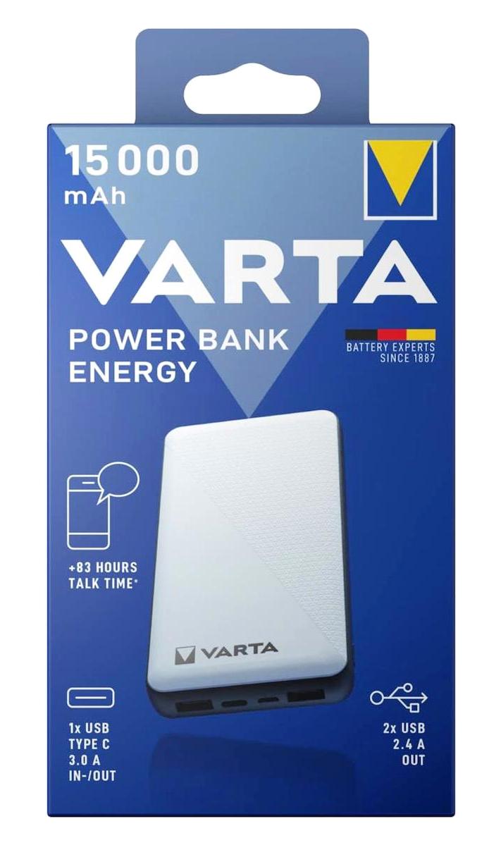 Varta 15000 mAh Hızlı Şarj USB Type C Çoklu Bağlantı Kablolu Powerbank Beyaz