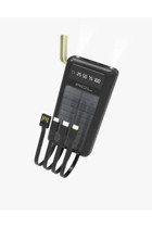 Acl Pw60 20000 mAh Güneş Enerjili Hızlı Şarj Işıklı Dijital Göstergeli Lightning & Type C Çoklu Bağlantı Kablolu Powerbank Siyah
