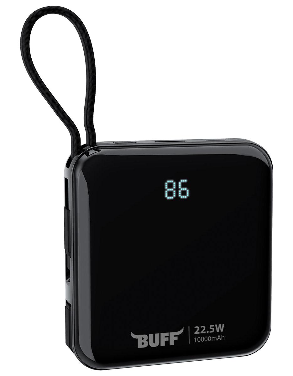 Buff BP14 10000 mAh Dijital Göstergeli USB Type C Kablosuz Powerbank Siyah