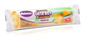 Polmix Limon Kokulu Büzgülü Orta Boy 55x60 cm Çöp Poşeti 5x10 Adet Limon