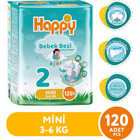 Happy Mini 2 Numara Bantlı Bebek Bezi 2x60'lı