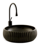 Eva E-4161S Klasik Tekli 440 cm Porselen Tezgah Üstü Oval Lavabo Siyah