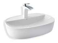 Lena E-2111 Klasik Tekli 50 cm Porselen Tezgah Üstü Asimetrik Lavabo Beyaz