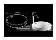 Lena E-3051 Klasik Tekli 45 cm Granit Tezgah Üstü Oval Lavabo Beyaz