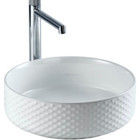 Lena EY-4703 Klasik Tekli 40 cm Mermer Tezgah Üstü Oval Lavabo Beyaz