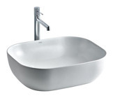 Lena E-4613 Klasik Tekli 50.5 cm Porselen Tezgah Üstü Elips Lavabo Beyaz