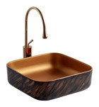 Lena E-4072 Klasik Tekli 425 cm Porselen Tezgah Üstü Kare Lavabo Bakır
