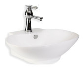 Lena E-4106 Klasik Tekli 57 cm Porselen Tezgah Üstü Asimetrik Lavabo Beyaz