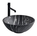 Lena Eh-2020m4 Dekoratif Tekli 45 cm Granit Tezgah Üstü Oval Lavabo Siyah