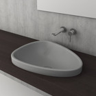 Bocchi 1112-006-0125 Klasik Tekli 58 cm Seramik Tezgah Üstü Asimetrik Lavabo Mat Gri