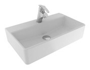 Serel 2046TXS110H Klasik Tekli 60 cm Seramik Tezgah Üstü Dikdörtgen Lavabo Beyaz