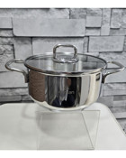 Emsan Gourmet İndüksiyonlu Cam Kapaklı Çelik 22 cm Basık Tencere