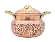 Copperdone El Işlemeli Bakır 20 cm Basık Tencere