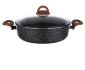 Aryıldız Terra Grey Cam Kapaklı Granit 28 cm Karnıyarık Tenceresi