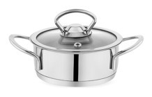 Schafer Micro Mini İndüksiyonlu Cam Kapaklı Çelik 12 cm Basık Tencere
