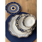 Rossev Blue Ring 24 Parça 6 Kişilik Desenli Porselen Yuvarlak Yemek Takımı