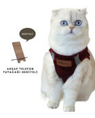 Ankaflex Düz Güvenlikli Bordo Gezdirme Göğüs Kedi Tasması
