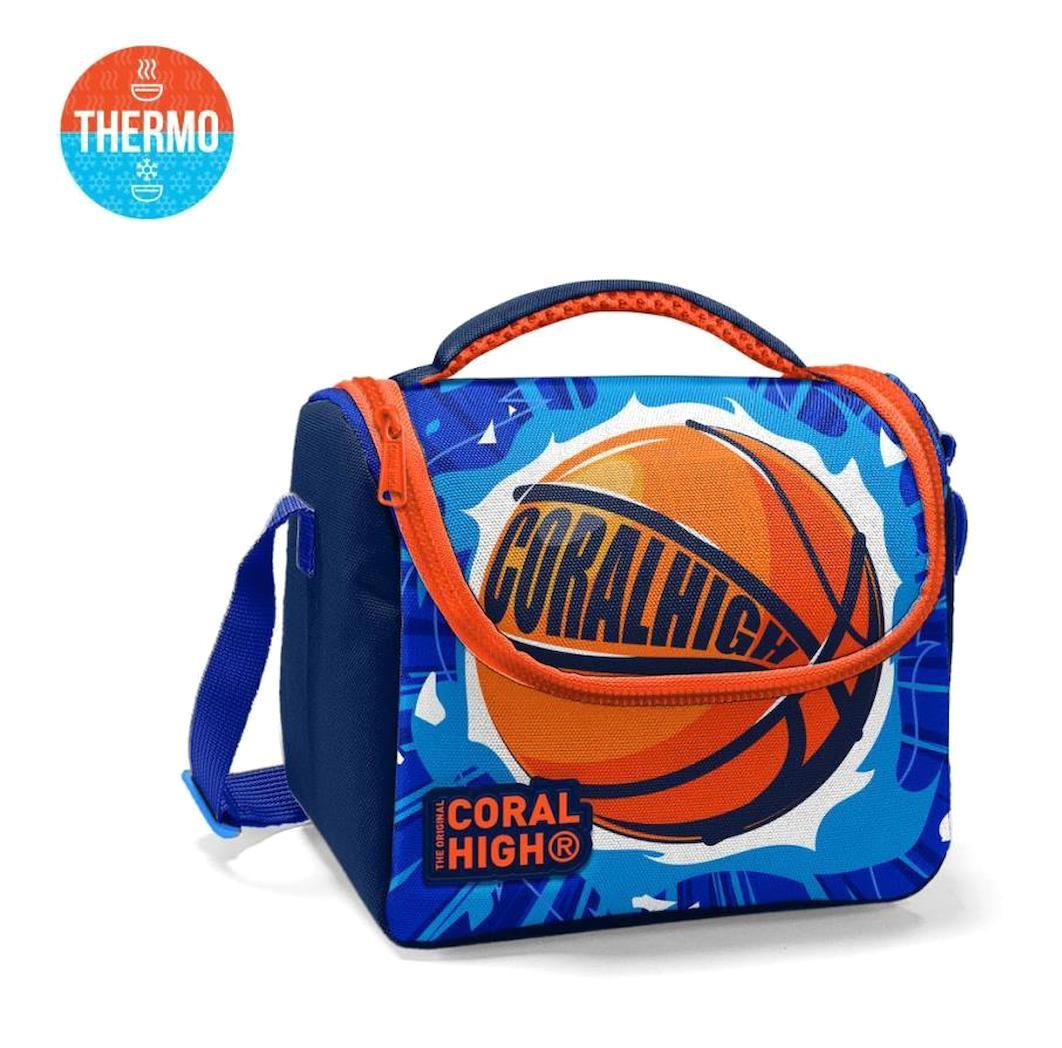 Coral High 11851 Basketbollu Termoslu Mavi - Turuncu Beslenme Çantası