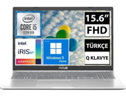 Asus X515EA-BQ1830W08 Dahili Intel Iris Xe Graphics Intel Core i5 1135G7 24 GB Ram 1 TB SSD 15.6 inç Full HD Windows 11 Home Laptop