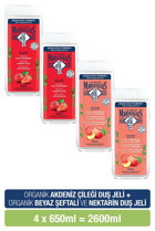 Le Petit Marseillais Akdeniz Çileği Beyaz Şeftalili Aromalı Nemlendirici Duş Jeli 4x650 ml