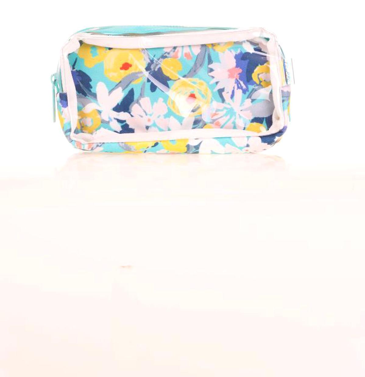 Kaukko Transparent Spring Flowers K2615 Çok Renkli Desenli Bez Bölmeli Çift Gözlü Dikdörtgen Cüzdan Kalemlik