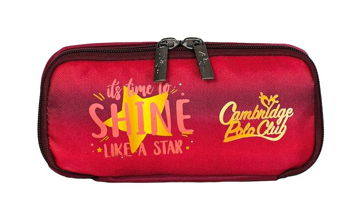 Cambridge Polo Club Shine Like a Star Bordo Düz Bez Tek Gözlü Oval Cüzdan Kalemlik