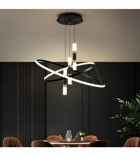 Venon Beril 3'lü Beyaz Kristal Taşlı Modern Kumaş Salon-Oturma Odası Avize