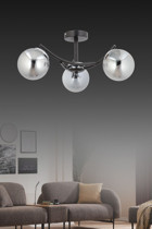 Esenavize Lüx 8'li Bej Kristal Taşlı Modern Alüminyum Salon Avize