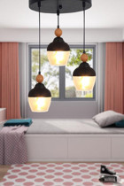 Simaavize 8'li Kahverengi Modern Ahşap Salon Avize
