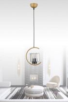 Eslight Tekli Bej Pasta Modern Kumaş Salon-Oturma Odası Avize