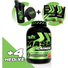 Run Nutrition Çilek Aromalı 30 Servis Kilo Aldırıcı Gainer 3000 gr Toz + Shaker + Tek Kullanımlık Whey Protein 2 Adet