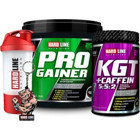 Hardline Nutrition Progainer Çilek Aromalı 25 Servis Kilo Aldırıcı Gainer 5000 gr Toz + Kgt Kafein 1000 gr + Shaker