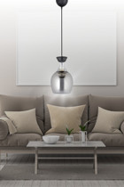 Turkish Belkıs Rattan Tekli Bej Eskitme Bambu Salon-Oturma Odası Avize