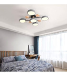 Rmdshop Alya 3'lü Kahverengi Kumandalı plafonyer Modern Ahşap Salon-Oturma Odası Avize
