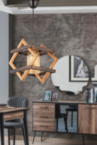 Begüsa No:6 Tekli Kahverengi Sarkıt Modern Ahşap Salon-Oturma Odası Avize