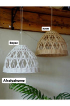 Afralyahome Tekli Beyaz Rattan Modern Hasır Antre-Hol Avize