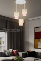 Minibabyrooms 3'lü Gri Cam Modern Ahşap Salon-Oturma Odası Avize