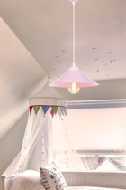 Evlight Tekli Bej Şapkalı Modern Kumaş Bebek-Çocuk Odası Avize