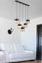 Apliqa Beria 8'li Beyaz Kristal Taşlı Modern Metal Salon-Oturma Odası Avize