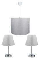 Etsylight Dora 3'lü Gri Sarkıt Modern Cam Salon-Oturma Odası Avize
