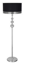 Vinner Kristal Taşlı Üçlü Küre Metal Ayaklı Tek Ayak Silindir Lambader 160 cm Siyah