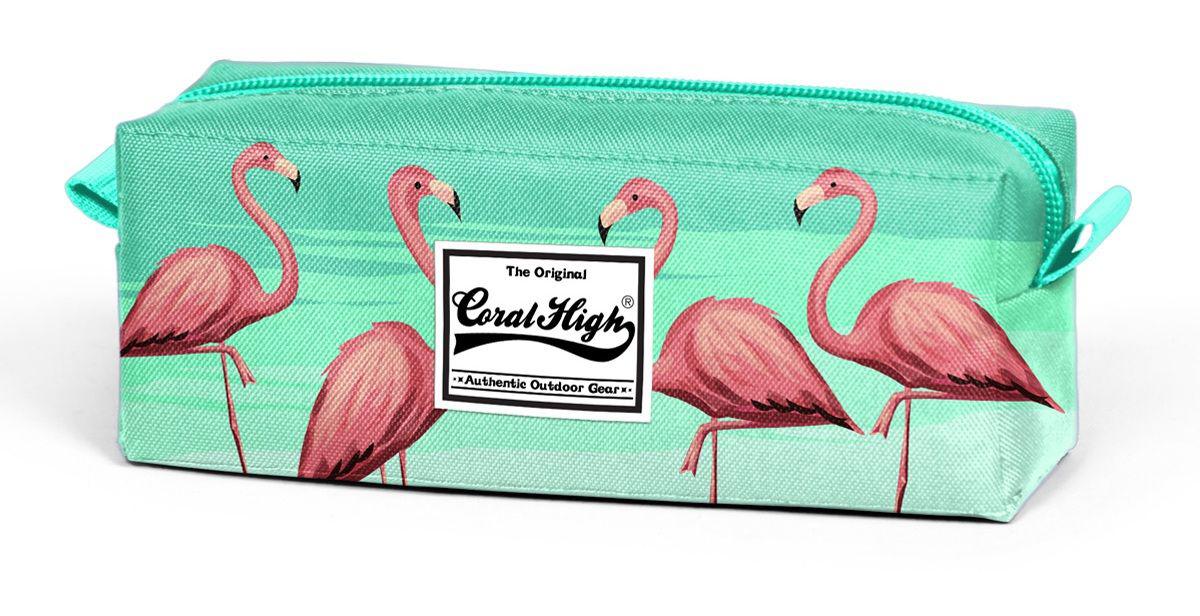 Coral High Flamingo Su Yeşili Baskılı Bez Tek Gözlü Dikdörtgen Cüzdan Kalemlik
