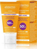 Alldermo 50 Faktör Hassas Ciltler İçin Nemlendirici Yaşlanma Karşıtı Mineral Filtreli Yağsız Suya Dayanıklı Yüz Güneş Kremi 50 ml