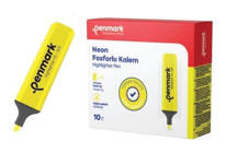 Penmark Hs-505 10'lu Pastel Sarı Kesik Uçlu Fosforlu Kalem