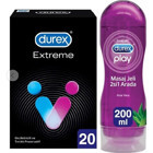 Durex Extreme Geciktiricili Tırtıklı Prezervatif 20'li+Play Masaj Jeli 200 ml