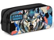 Coral High Siyah-Mavi Bölmeli Çift Gözlü Cüzdan Kalemlik