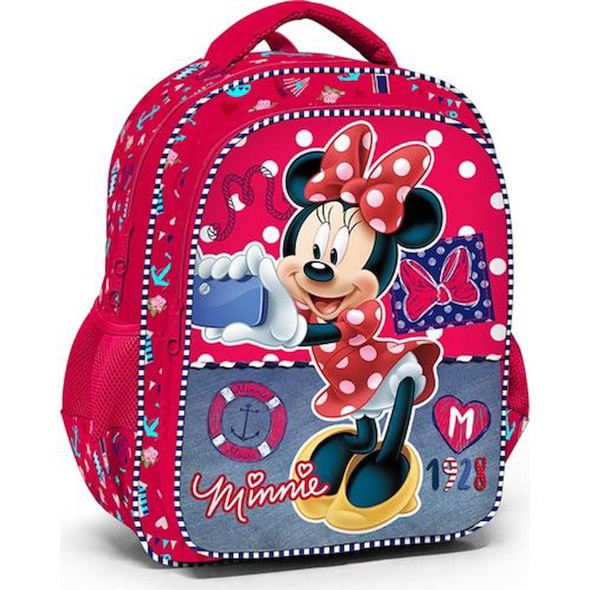 Yaygan Çanta 73170 Minnie Mouse Disney Su Geçirmez 2 Gözlü Kırmızı İlkokul Kız Çocuk Sırt Çantası