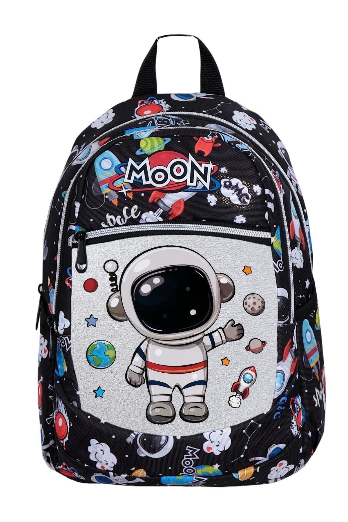 TahTicMer Astronot Uzay Su Geçirmez 5 Gözlü Gri Anaokulu Unisex Sırt Çantası