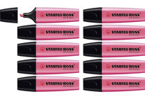Stabilo Boss 10'lu Pastel Pembe Kesik Uçlu Fosforlu Kalem Seti