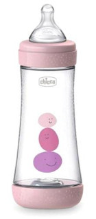 Chicco Perfect5 Polipropilen Gaz Yapmayan Antikolik 4+ Ay Pembe Yuvarlak Uçlu Biberon 300 ml